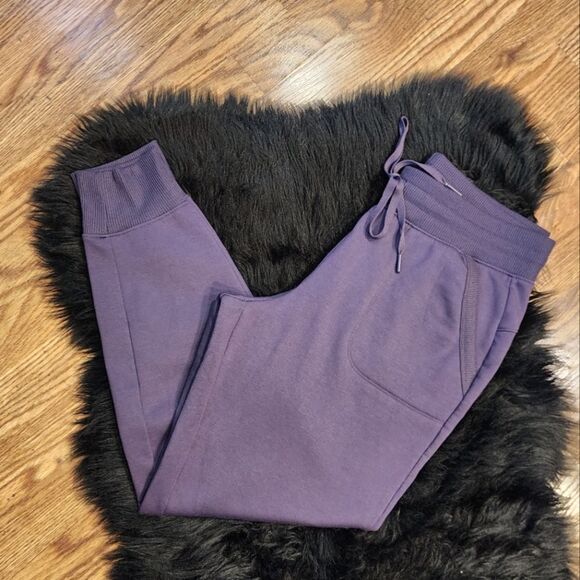 Athletic Works Purple Fleece Jogger Sweat Pants Women's Size Medium (8-10) - Picture 3 of 7